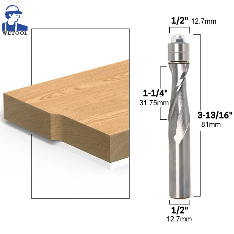 Cnc Router Bit - 1/2インチ 12mm シャンク フラッシュトリム 超硬ソリッドスパイラルルータービット 木工用