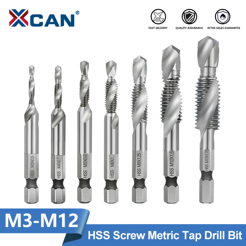 Cnc Router Bit - XCAN 六角軸 HSS ねじ切りタップ ドリルビット スパイラルフルート
