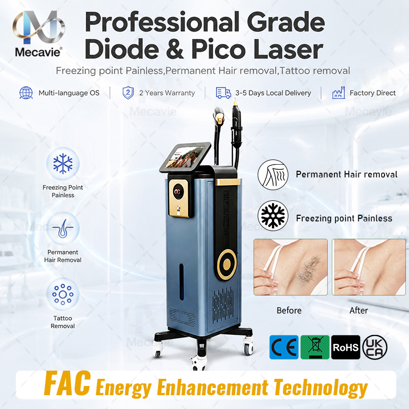 Industrial Laser Hair Removal Machine - 2IN1プロフェッショナルレーザー美容機器 ダイオード脱毛システム ピコテクノロジー搭載 タトゥー除去 スキンケア機器 (Aes向け)