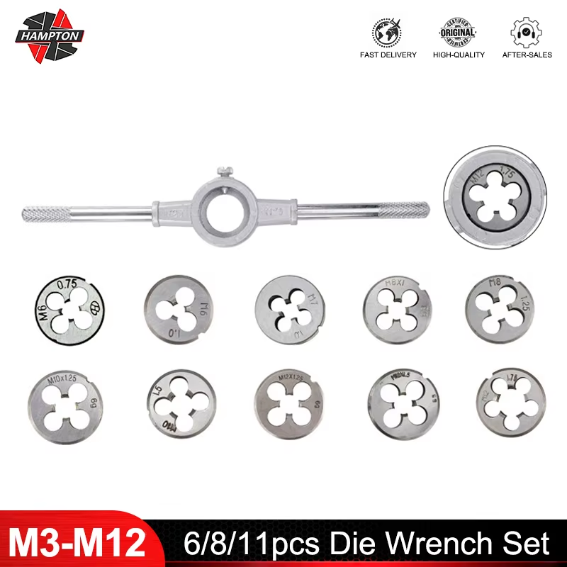 Cnc Router Bit - Hampton-ねじレンチセット,6個/8個/11個,m3,m4,m5,m6,m7,m8,m10,m12,メートル法,調整可能なハンドツール,プラグタップ