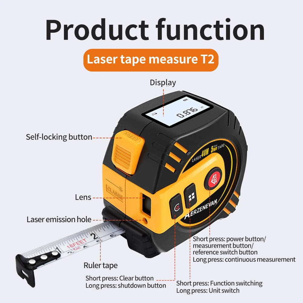 80mレーザーテープメジャー、測定ツール、レーザー距離計、ス - Industrial Laser Sensor のレビューと価格